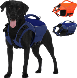 SUNFURA Dog Life Jacket, Adjustable Dog Life Vest for Swimming Boating, Lightweight Pet Lifejacket Swimsuit with Rescue Handle, High Flotation Swimming Vest for Small Medium Large Breeds, Navy Blue XS
