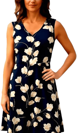 Sleeveless Tulip Flower Print Maxi Sun Dress