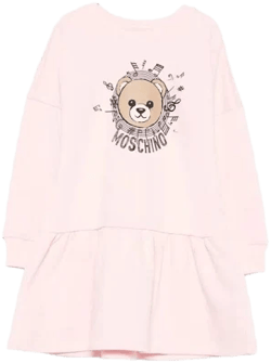 Kids' Teddy Bear-print Ruffled Dress