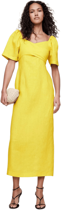 Banana Republic Women's Linen Sweetheart Long Midi Dress