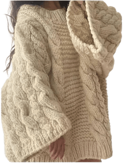 HandKnittingSweater Coarse Yarn Twist in Front Oversized Sweater