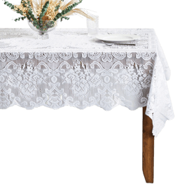 Juvale White Lace Tablecloth for Rectangular Tables, Vintage-Style for Wedding Reception, Dinner Party, Baby Shower, Tea Party Decorations, 54x72 in