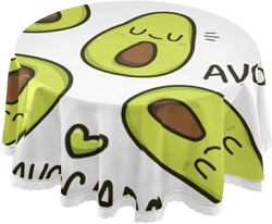 Oyihfvs Seamless Green Sleeping Smile Avocado with Hearts on White Round Lace Tablecloth, Washable Circular Macrame Table Cloth Cover for Kitchen Dinner Party Tabletop Decor 60"x 60" 60"x 60" Multi 19