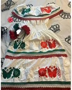 Hand-Made Strapless Embroidered Mexican Dress