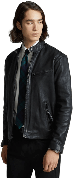 Polo Ralph Lauren Men's Cafe Racer Lambskin Leather Jacket