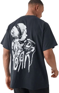 BoohooMAN Men's Oversized Korn Band License T-Shirt