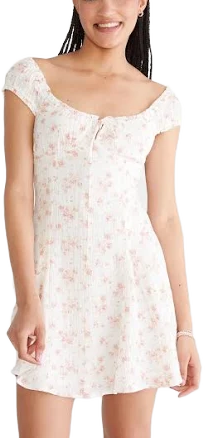 Aeropostale Women's Floral Scoop-Neck A-Line Mini Dress