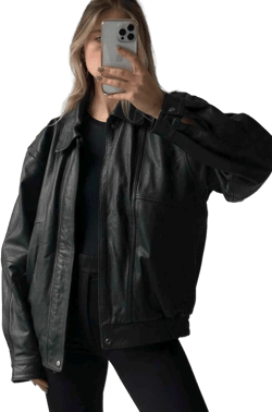 Classic Oversize Leather Bomber Jacket