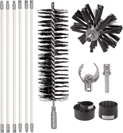 Eastman Lint Wizard Large Duct 7-Piece Dryer Vent Cleaning Kit, 12 Foot Flexible Quick-Snap Rods, 4 Inch Auger Brush, Lint Trap Brush, 60768 Large Duct, 12 ft.
