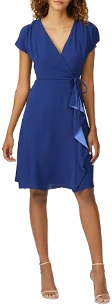 Blue A-Line Wrap Dress