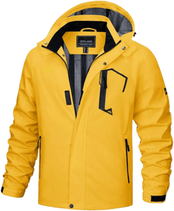 Men's Lightweight Waterproof Windproof Hiking Jacket with Zipped Pockets