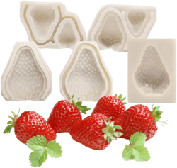 3D Mini Strawberries Molds Cake Topper Silicone Cake Pop Fondant Molds for Chocolate Gumpaste Mold Candy Mold for Cake Cupcake Topper Decoration7 Cavities