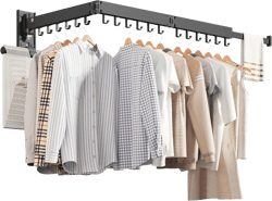 Wall Mounted Clothes Hanger,Clothes Drying Rack,Laundry Drying Rack,Drying Rack Clothing,Laundry Hanger Rack,Retractable Dryer Racks,Collapsible, Aluminum,can be Fold Upward & Left & Right Black-upgrade