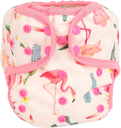 One Size Cloth Diaper Cover Snap With Double Gusset (Flamingo)