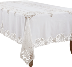 Saro Lifestyle Classic Lace Tablecloth, White, 67" x 102"