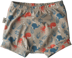 Ocean life summer shorts, whales organic baby clothes, cloth diaper cover pants, toddler bummies, kids beach outfit, high waist shorties