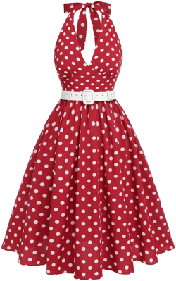 Retro Stage Vintage 1950s Rockabilly Halterneck A-Line Swing Dress