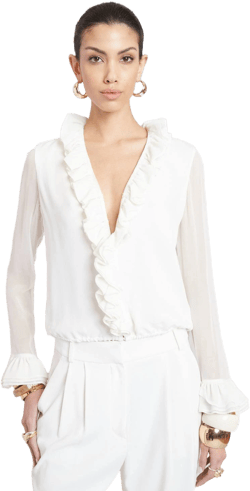 Elie Tahari Ruffle Silk Shirt