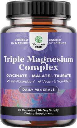 Triple Magnesium Complex, High Absorption Magnesium Taurate & Glycinate Malate Magnesium Blend for Sleep, Muscle, Bone, & Mood, Nature's Craft, 90ct