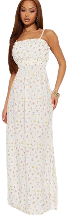 Fashion Nova Jolene Sleeveless Ruffle Cotton Blend Maxi Dress