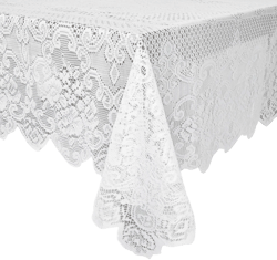 Juvale White Lace Tablecloth for Rectangular Tables, Vintage Style Wedding Table Cloths for Formal Dining, 60 x 97 In
