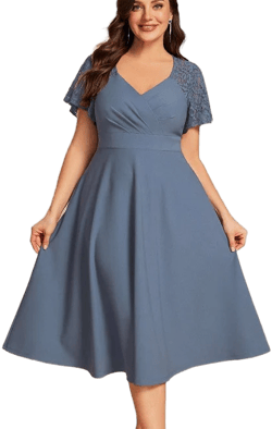 Ever-Pretty Neck Short Sleeve Lace Dress