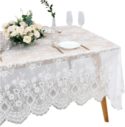 Fanqisi 5 Pieces White Lace Tablecloth 60x120 Inches Classic Wedding Lace Tablecloths Overlay Party Table Cover for Bridal Shower Reception Table Decoration 5 Pieces-120" x 60" (Rectangular) White