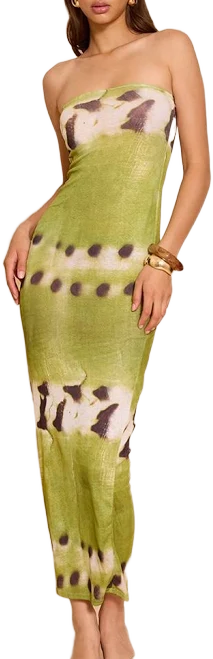 Floral Print Bandeau Maxi Dress