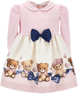 MONNALISA Baby Girls Teddy Bear Jacquard Dress