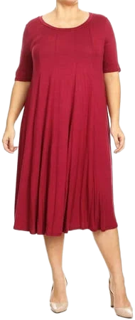 Women's Elegant Plus Size A-Line Short Sleeve Midi Dress