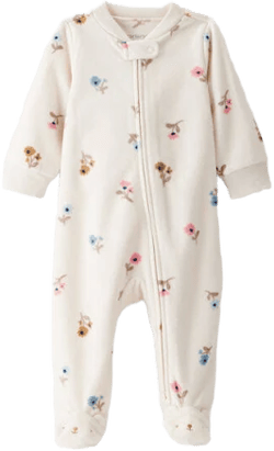 Carter's Baby Girl Floral Print Loose Fit Long-Sleeve 2-Way Zip Sleep & Play