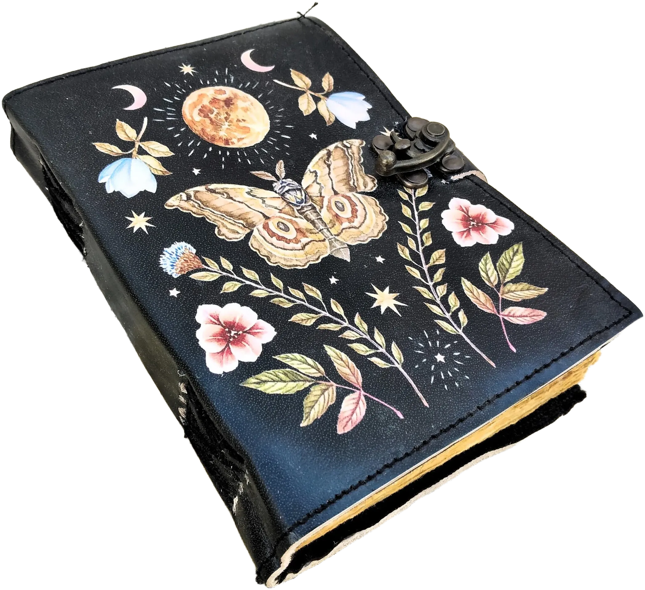 Butterfly Leather Journal Notebook Diary Sketchbook Writing Gift for Her Travel Journal Handmade 200 Deckle Pages | C-Lock Closure