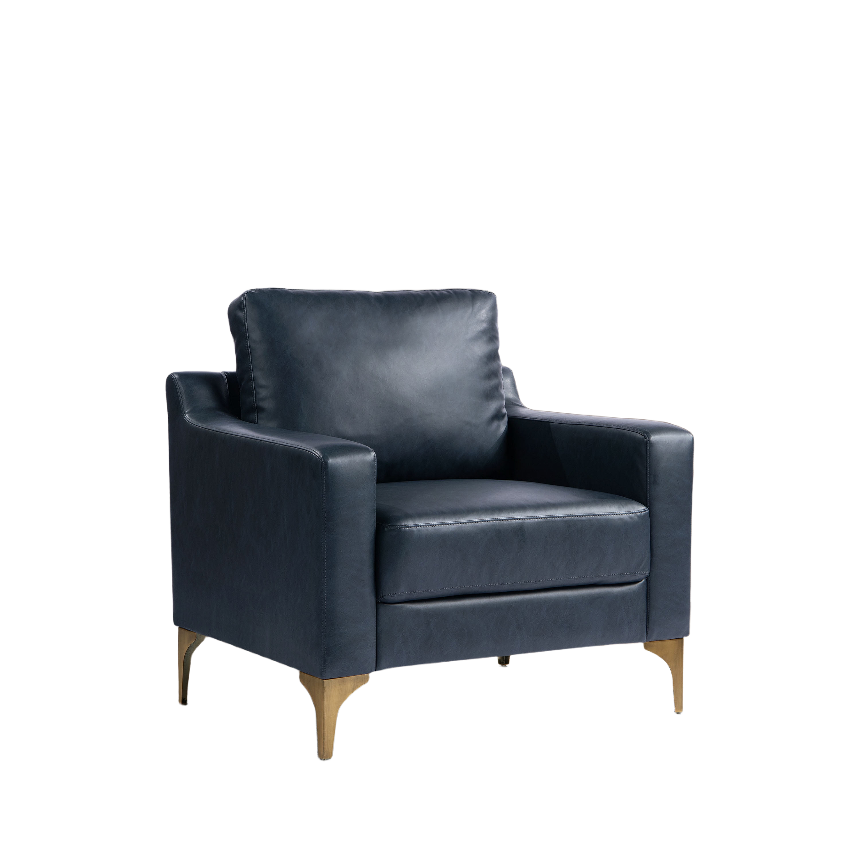 Serta Hemsworth Mid-Century Modern Armchair, Navy Blue Faux Leather