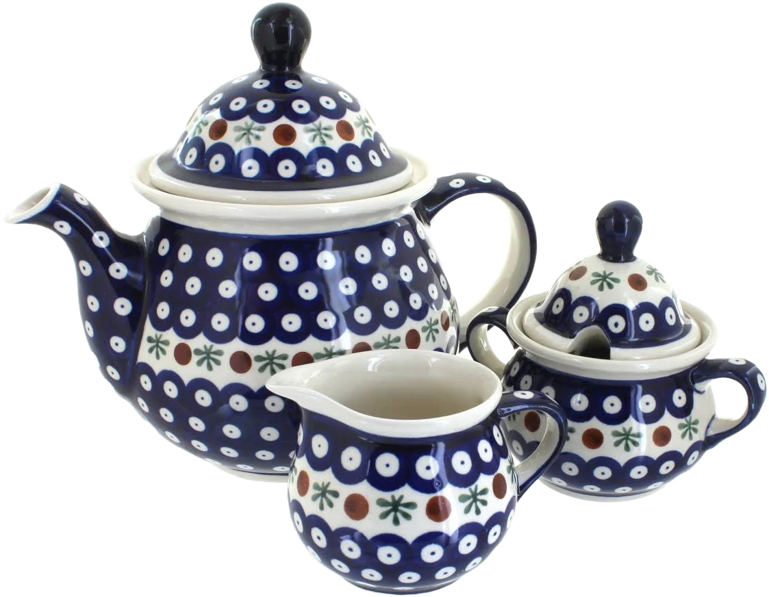 Polish Pottery Nature Three Piece Tea Set