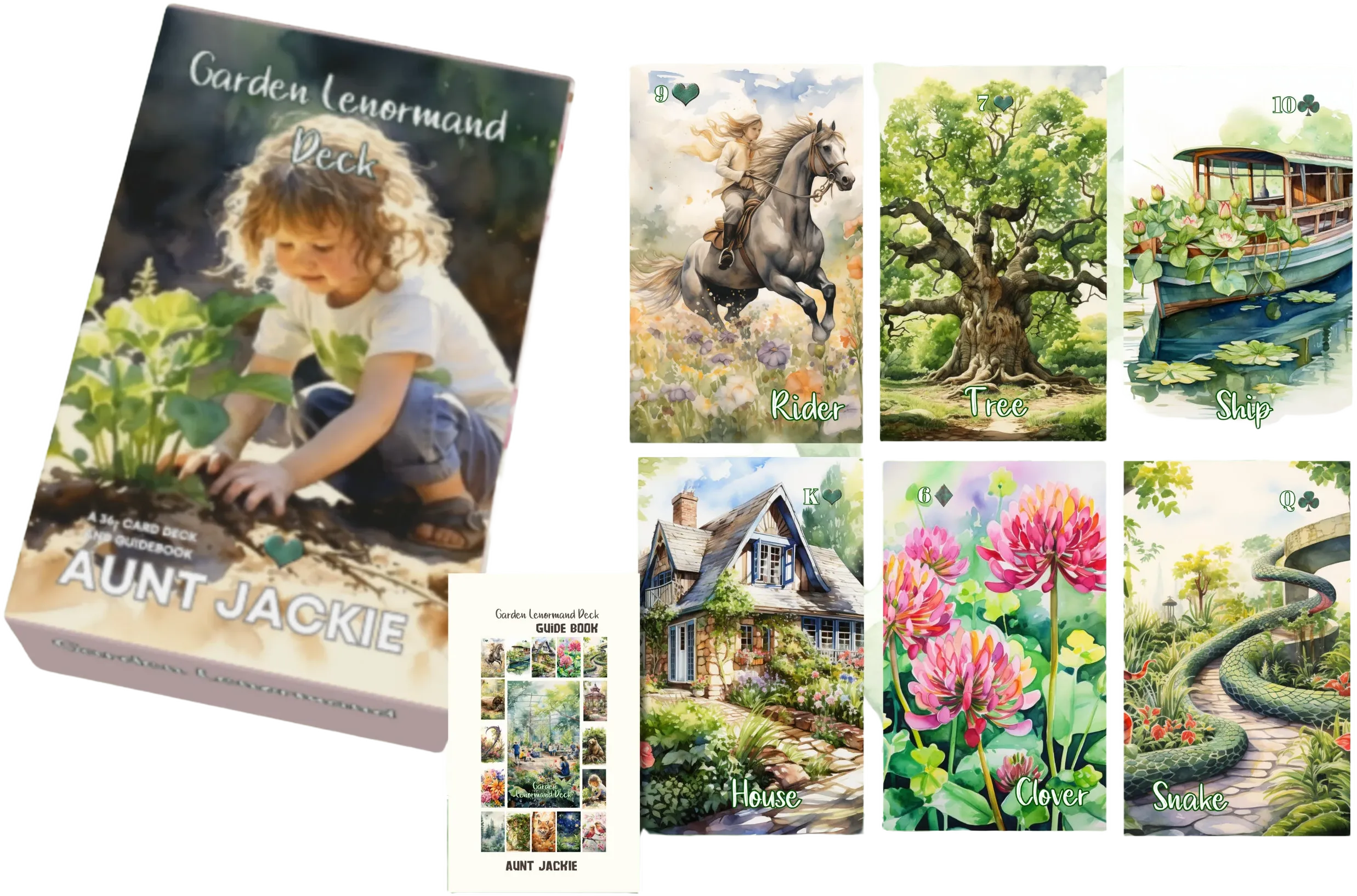 Garden Lenormand Oracle Deck,36 Cards, Botanical Theme, Printable PDF, 2.75x4.75, Includes Box Template & 40Page Guidebook, Digital Download