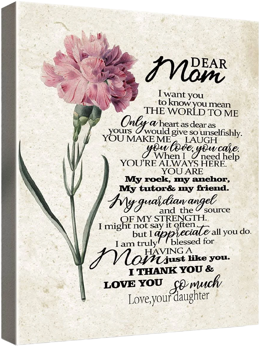 Wailozco Gifts for Mom Hangable Canvas Poem Prints Framed Poster Wall Art