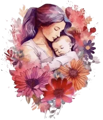 Mother's Day Heart Floral Flowers Watercolor Clip Art