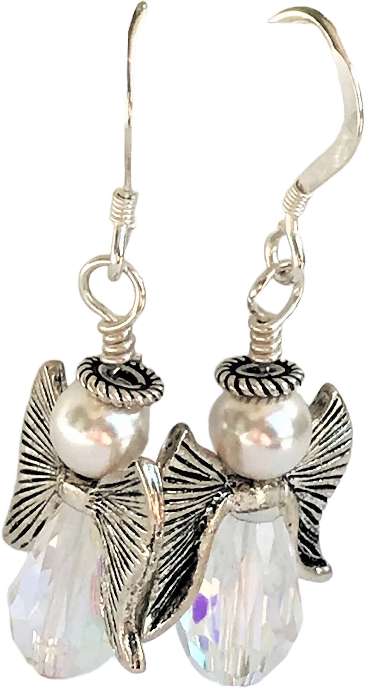 Handmade Crystal and Pearl Angel Earrings