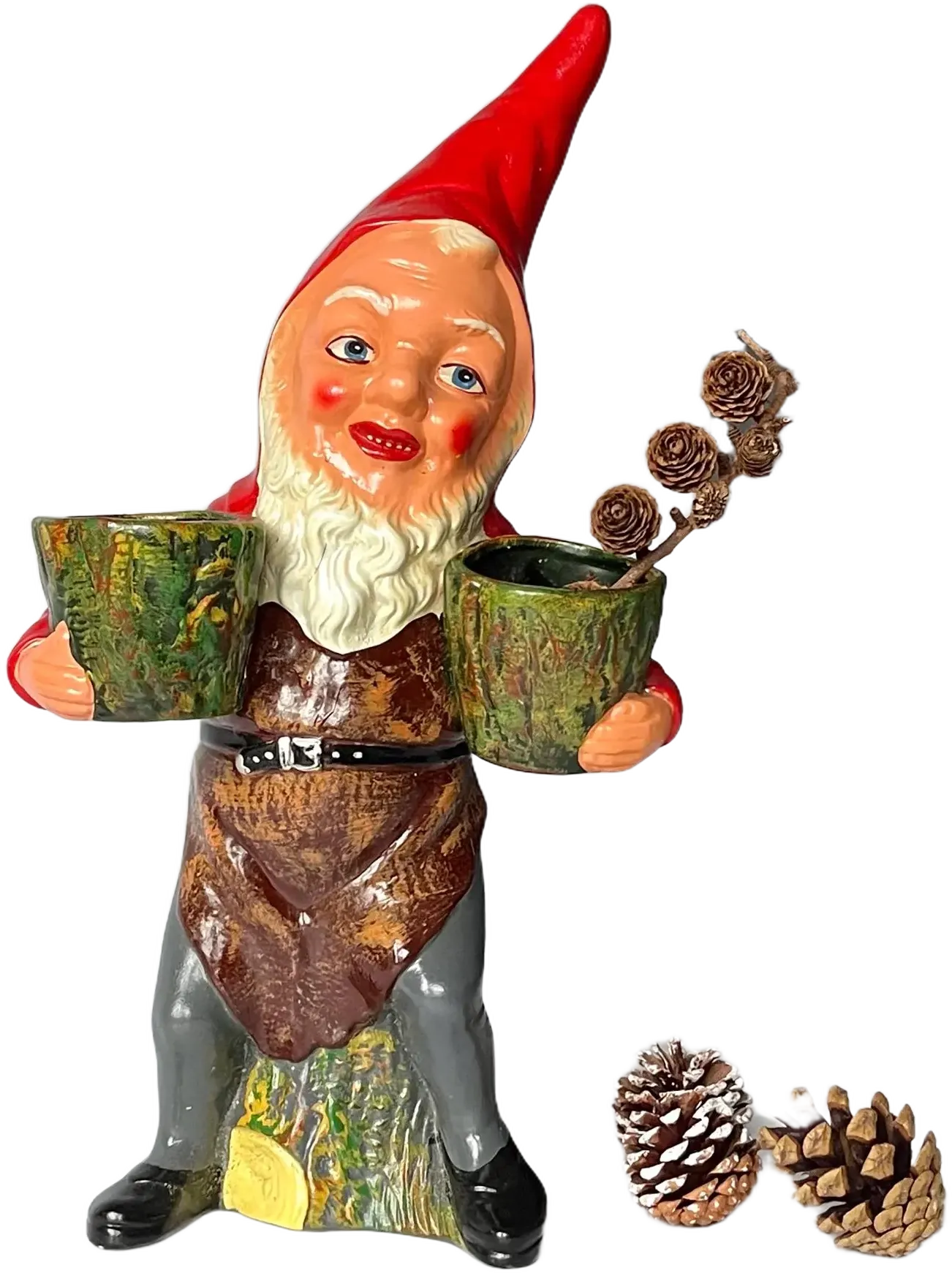XXL vintage Gräfenroda Gnome, 30-40s Germany. Vintage terracotta / ceramic antique Christmas decoration. Old pottery, hand painted.