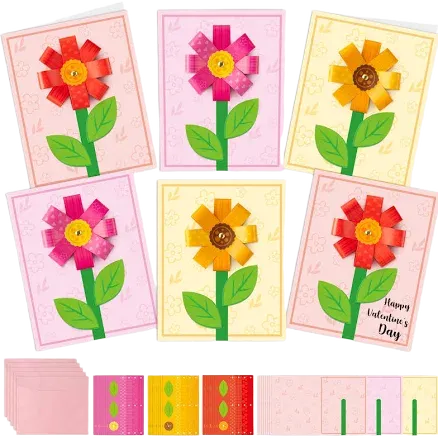 WATINC Mother'Day Spring 3D Flower Greeting Card Kits, 24 Pack DIY Flower Craft Thanks Cards with Envelopes, Graduate Gifts Thankful Project Fun