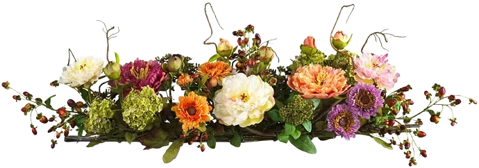 Nearly Natural Mixed Peony Centerpiece Flower Arrangement