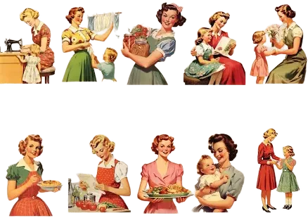 Vintage 1950s Mothers Clipart Image Bundle