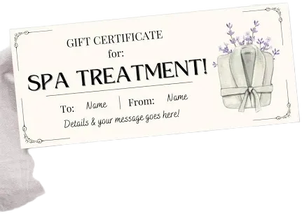 Editable Spa Treatment Gift Certificate Template