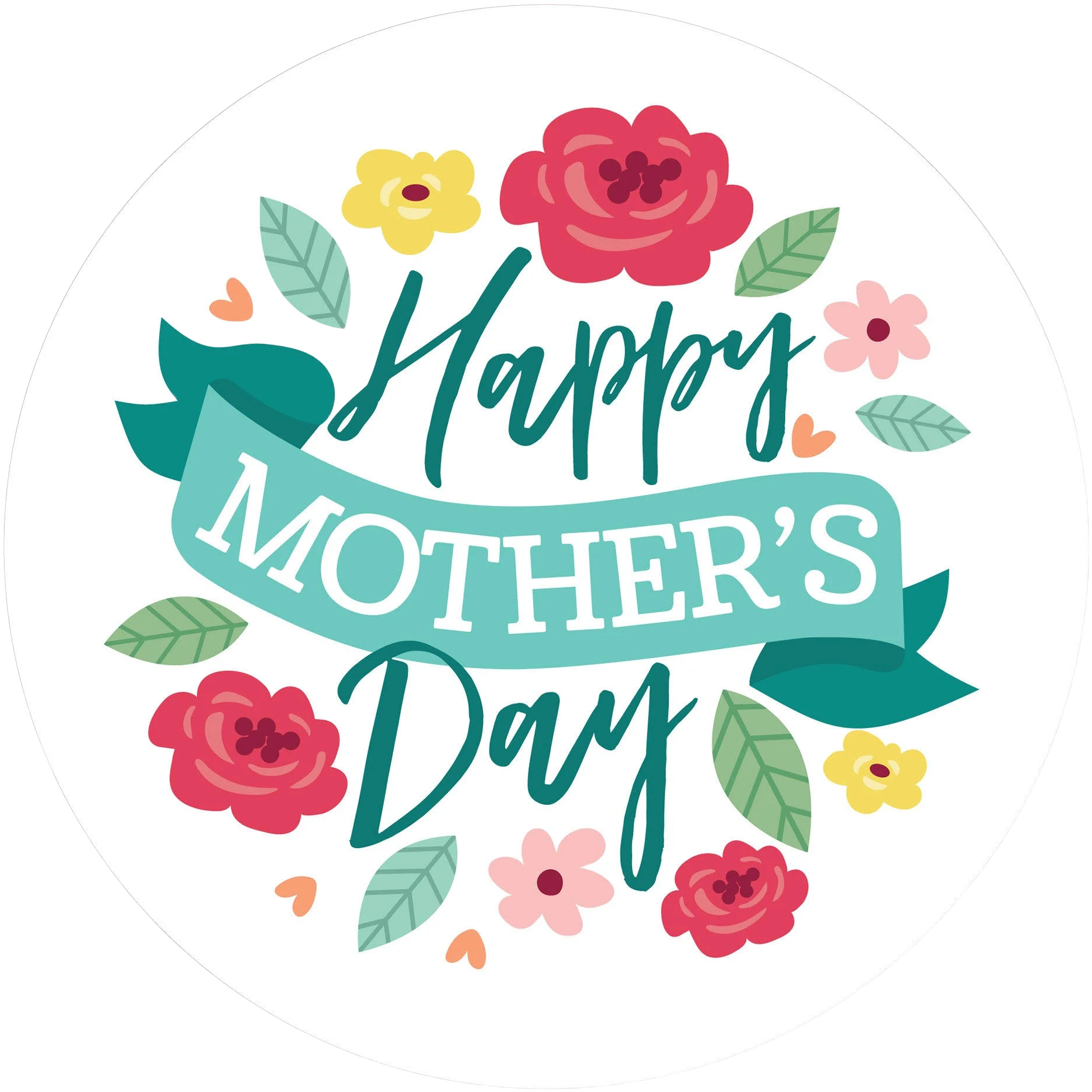 Big Dot of Happiness Colorful Floral Happy Mother's Day Party Circle Sticker Labels