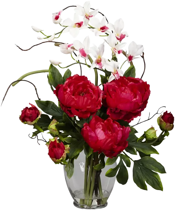 Nearly Natural Peony & Orchid Artificial Flower Arrangement