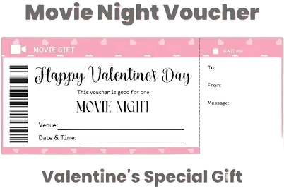 Personalized Valentines Day Movie Night Ticket Gift Certificate Template