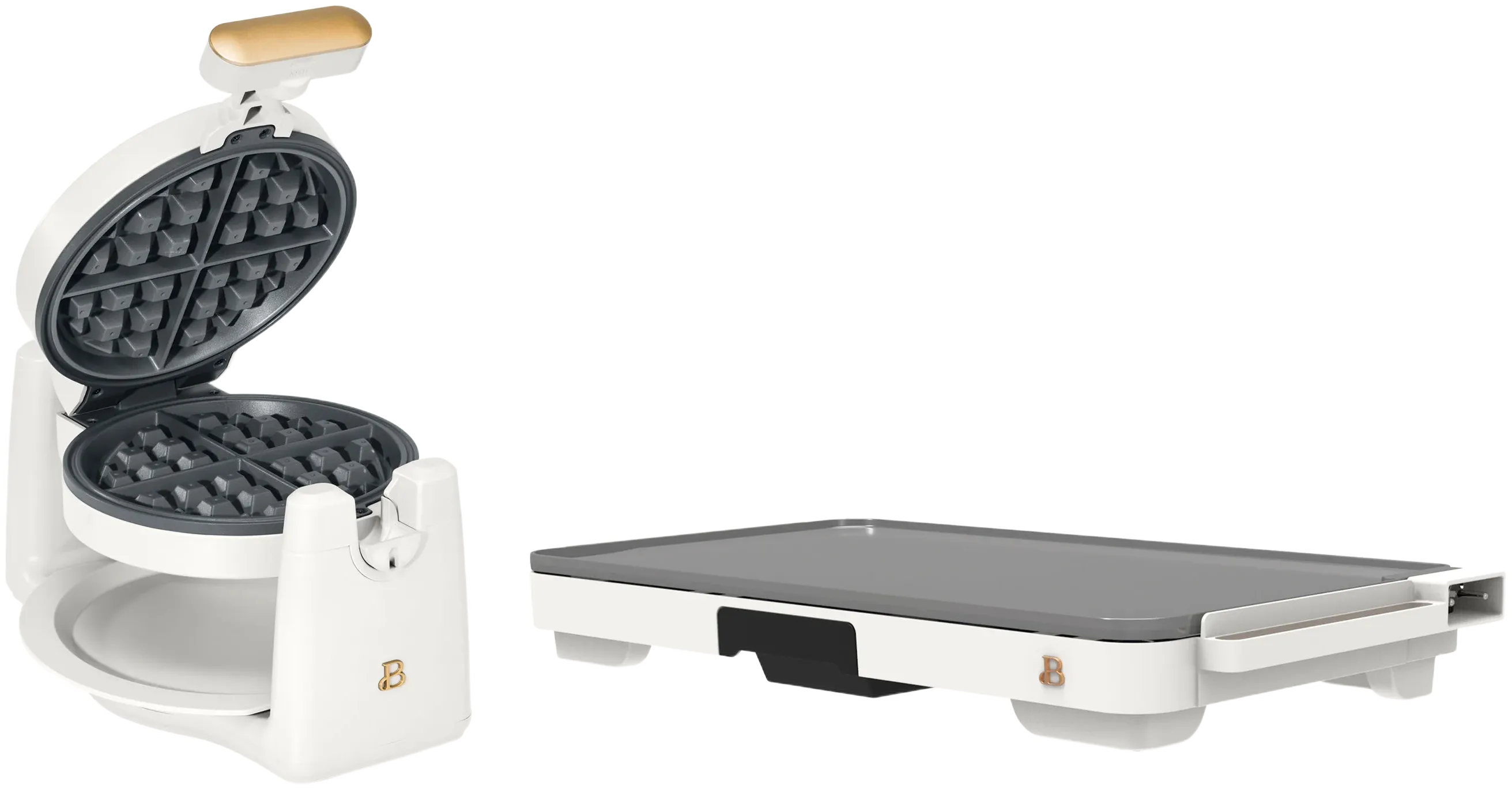 Beautiful Electric Griddle/Waffle Maker Breakfast Set, White Icing by Drew Barrymore