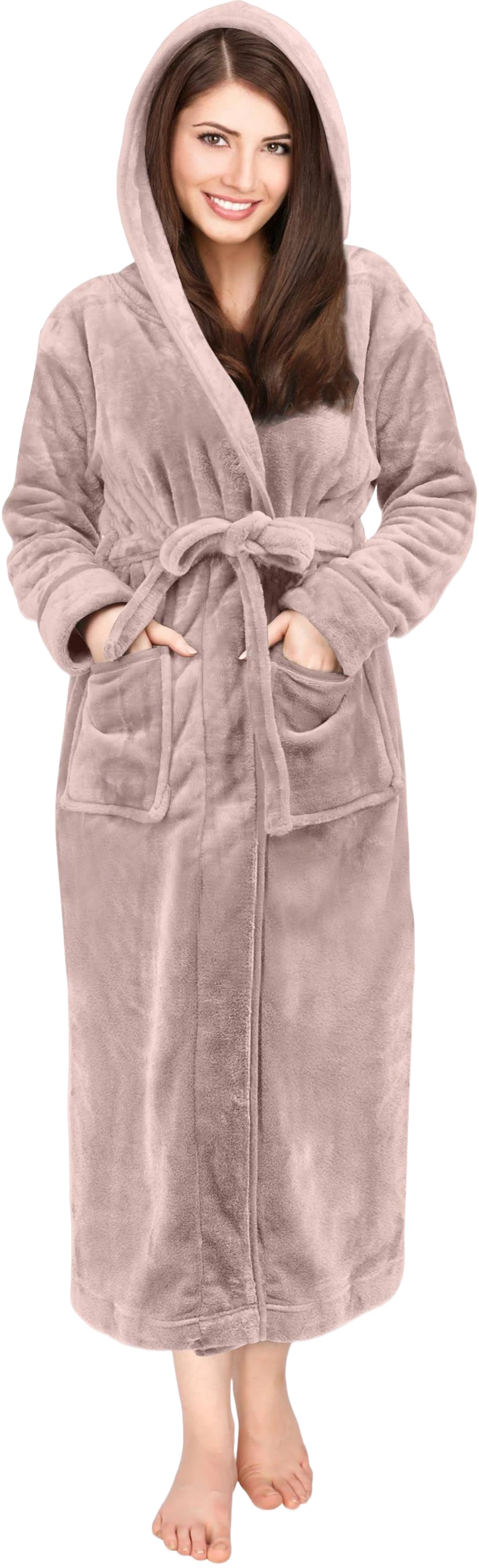 NY Threads Women's Fleece Hooded Bathrobe