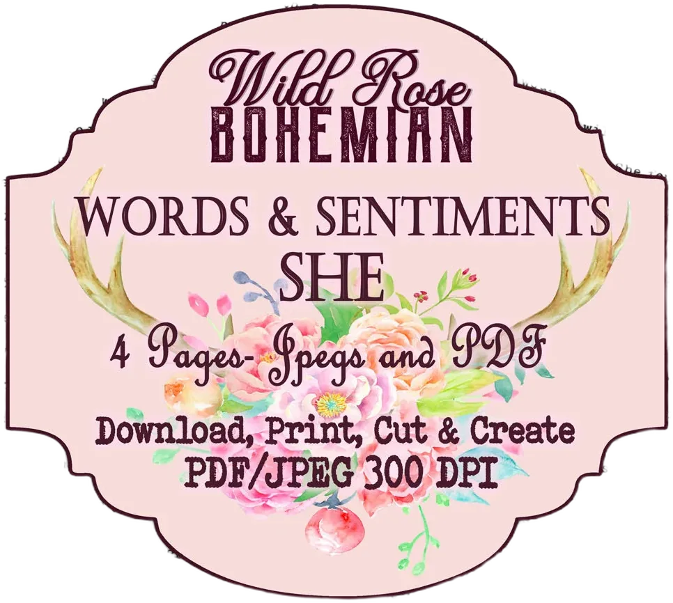 She Quotes, Female Empowerment Quotes,  Printable She Words  for Crafting, Junk Journal Words,  Words for Mixed Media and Collage