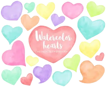 Hand Painted Watercolor Hearts Clipart